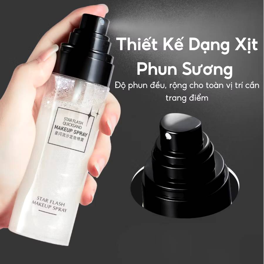 Xịt khóa Makeup Star Flash Make Up Spray 8 Hours Wear, Xịt giữ makeup cố định lớp trang điểm bắt sáng lâu trôi, hàng nhập khẩu