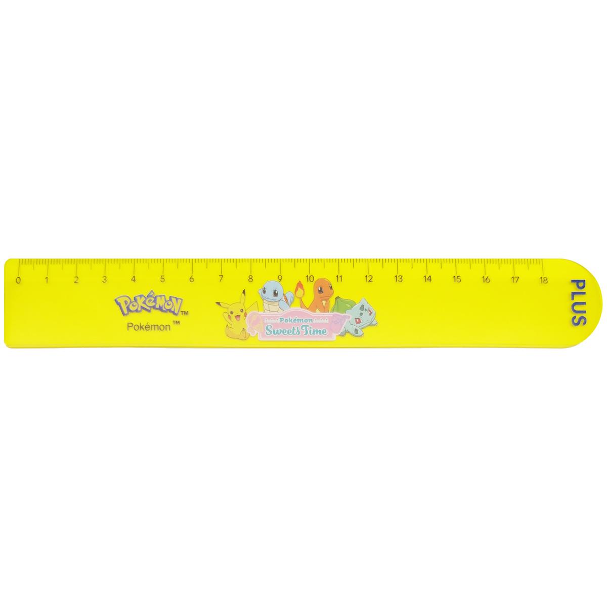 Thước Nhựa 18 cm Pokemon - Plus 900-V062 - Màu Vàng