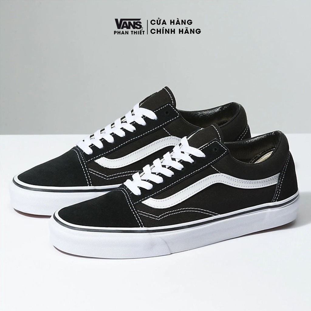 Giày Vans sneaker chính hãng đế cao su “sọc Jazz” -mềm, nhẹ - Old Skool Black White da lộn mài mix vải VN000D3HY28