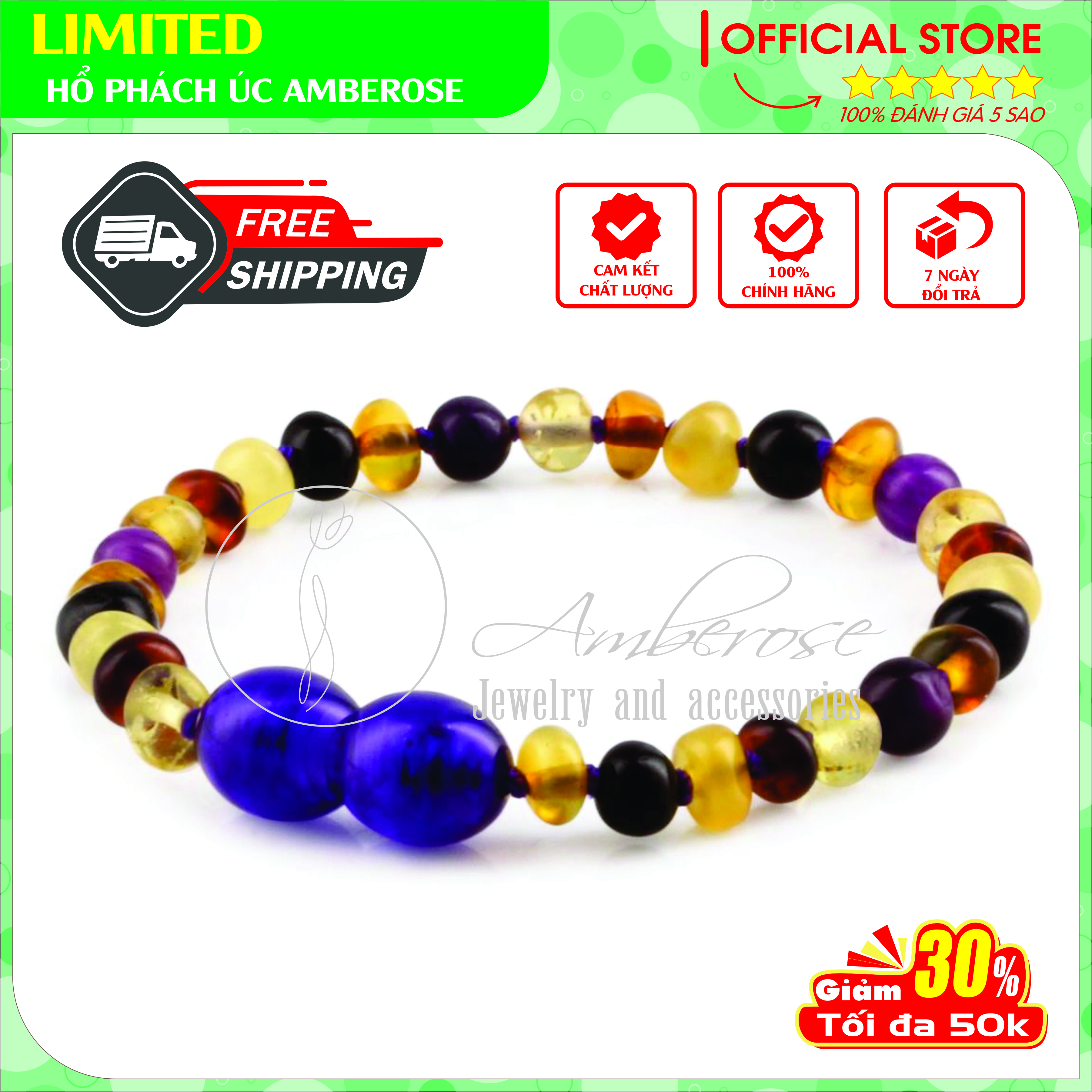 Bộ Vòng Hổ Phách Amber Úc Cho Bé 0 - 10 tuổi SABDTIM