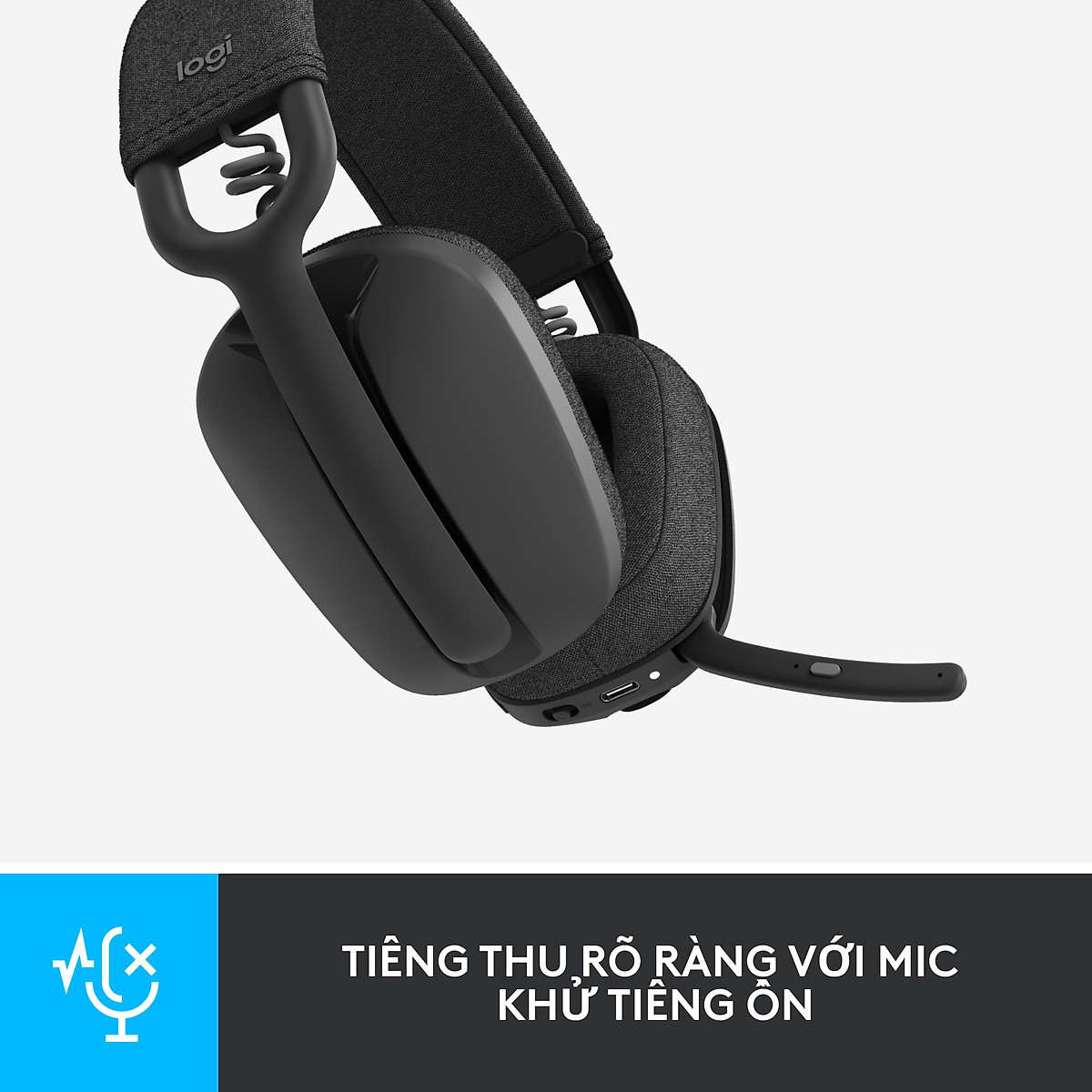 Tai nghe không dây Logitech Zone Vibe 100 nhẹ, với micrô khử tiếng ồn, Tai nghe Bluetooth Đa điểm Tiên tiến, Hoạt động với Teams, Google Meet, Zoom, Mac/PC -Hàng chính hãng