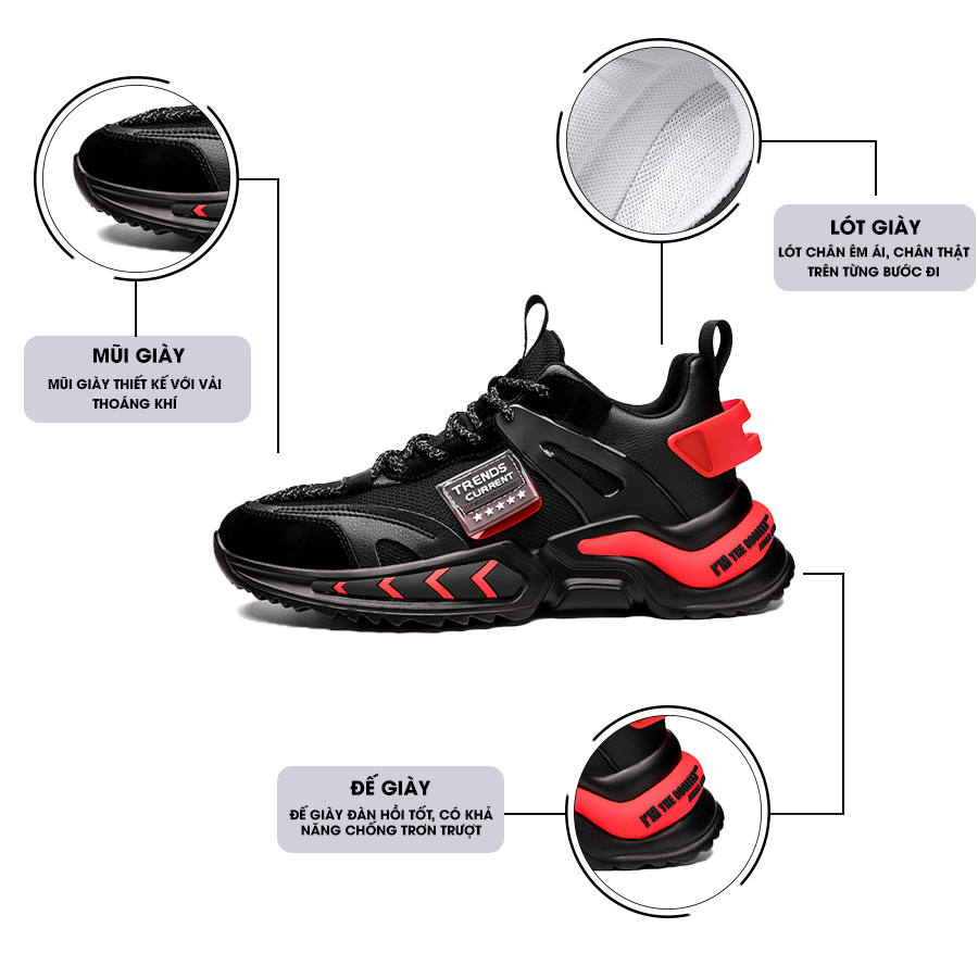 Giày Thể Thao Nam GEMI - Giày Sneaker Màu Trắng - Đen, Giày Thể Thao Đế Êm, Form Dáng Hàn Quốc - G5245