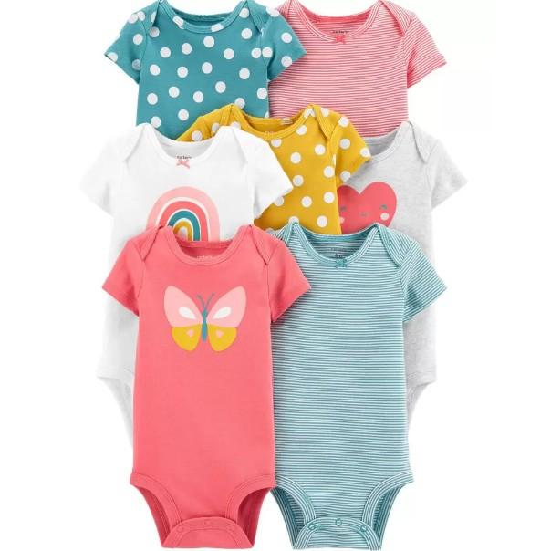 Bodysuit cho bé hãng Carter's ngắn tay xanh chấm bi chất liệu cotton từ 0-24 tháng 2102006d