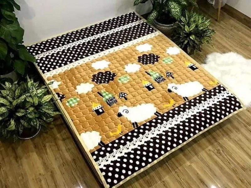 -THẢM NỈ  ĐA NĂNG NHUNG HOA TRẢI GIƯỜNG -GA TRẢI GIƯỜNG 2IN1-giao màu ngẫu nhiên