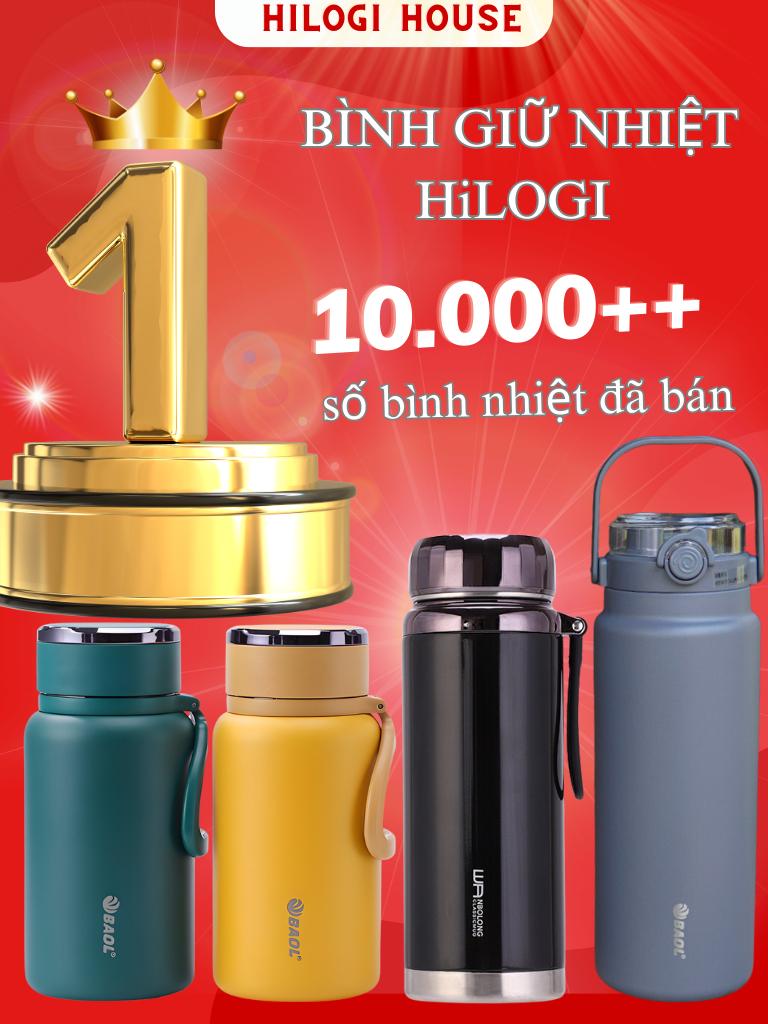 Bình giữ nhiệt 1500ml HiLOGI inox 304 sơn nhám, bình nước có ống hút và quai xách tiện lợi, giữ nhiệt hơn 20 giờ