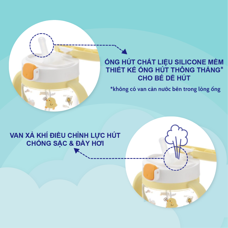 Bình ống hút RICHELL Nhật AQ 200ml-320ml chống sặc chất liệu Tritan | Baby