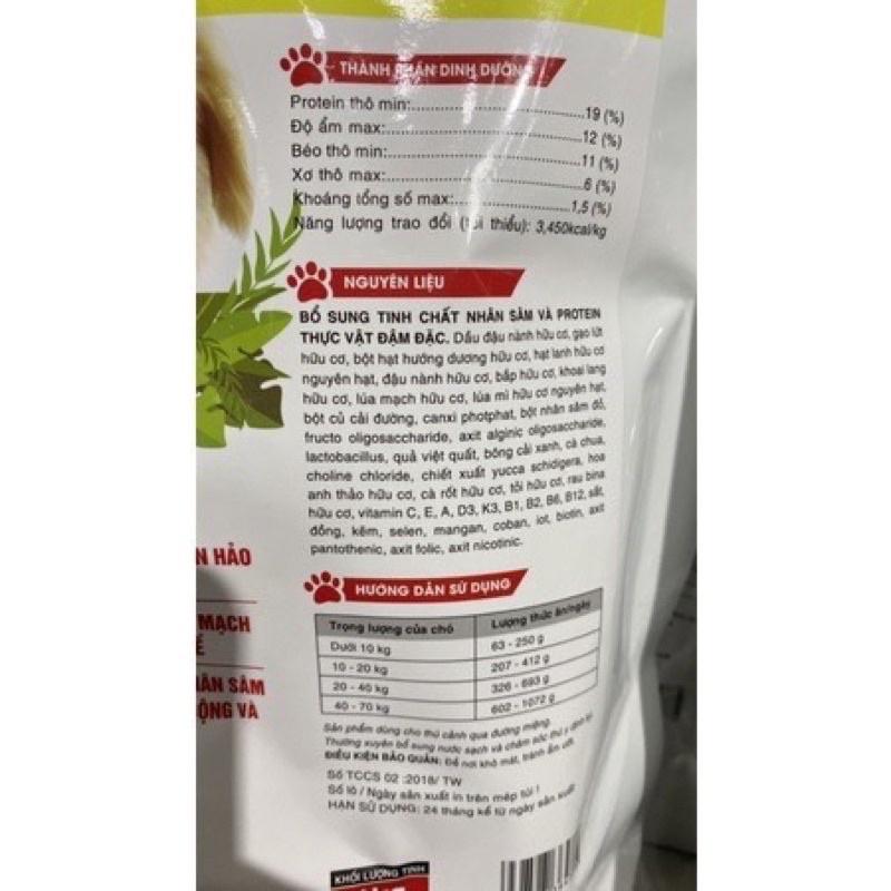 Ginseng Dog 1kg hạt thức ăn chay cho chó giảm cân muốn kiểm soát cân nặng