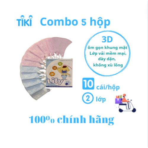 COMBO 5 HỘP KHẨU TRANG Y TẾ LILY CHO EM BÉ