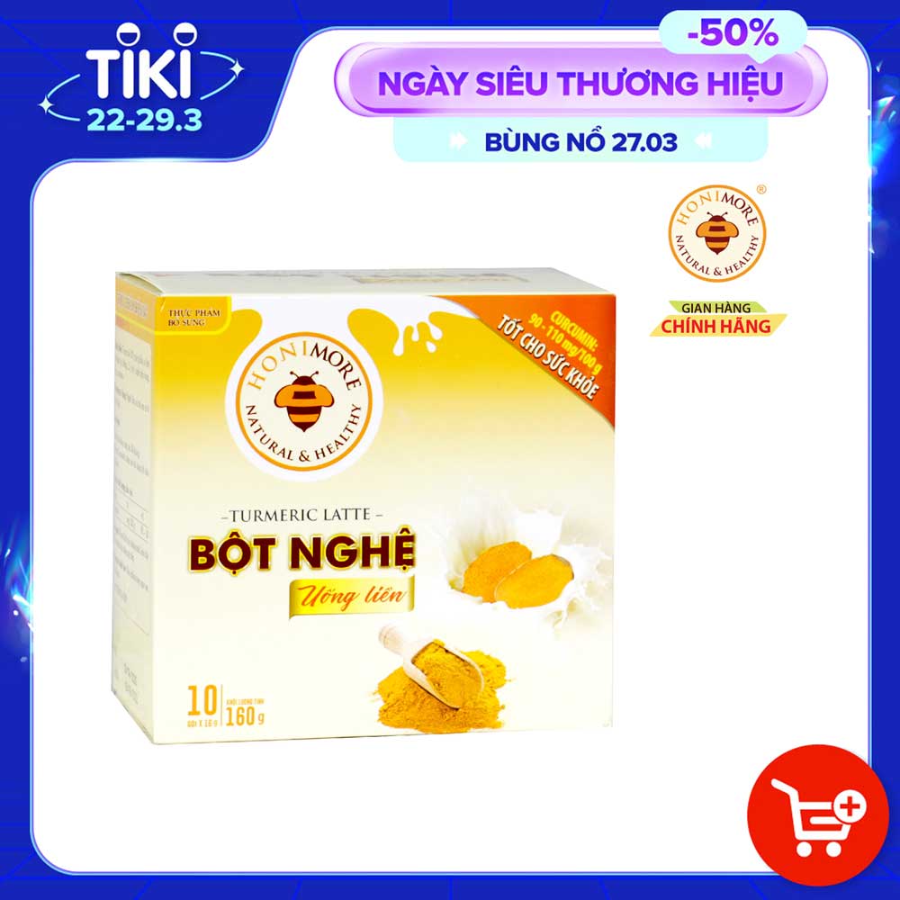 Bột nghệ uống liền 160g Honimore 3 trong 1 -  10 gói Thơm ngon, dễ uống