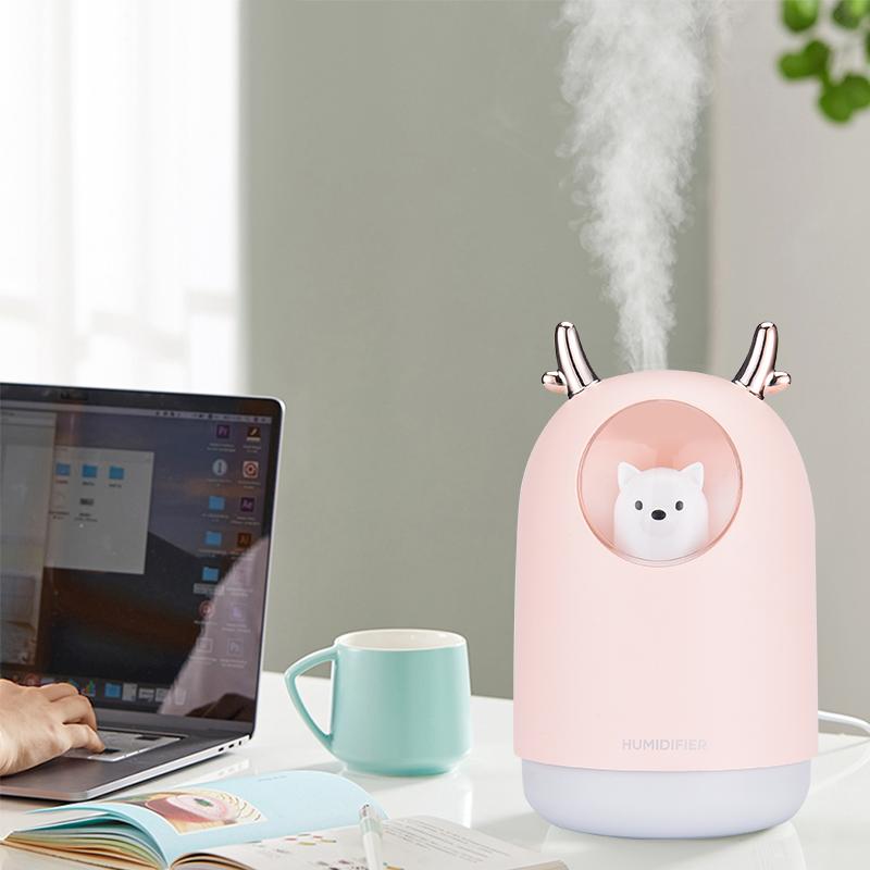 300Ml Thiết Bị Gia Dụng USB Máy Phun Sương Tạo Độ Ẩm Hình Thú Dễ Thương Siêu Âm Cool Mist Hương Thơm Không Khí Máy Khuếch Tán Tinh Dầu Màu Sắc Lãng Mạn LED Humidificador