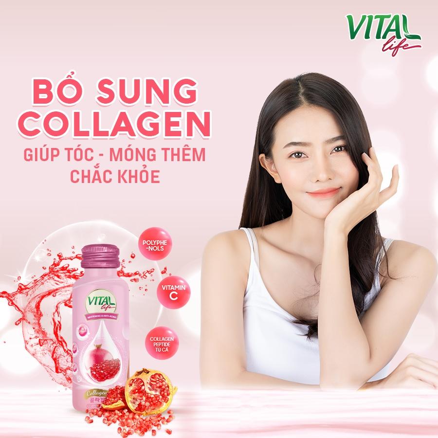 Nước uống Collagen VITAL LIFE Đẹp Da Hàn Quốc - Chiết Xuất Lựu (6 chai x 100ml)