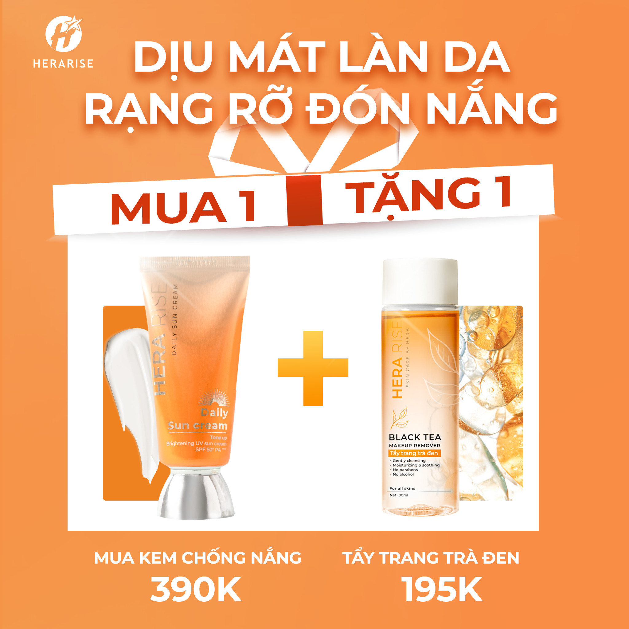 Kem Chống Nắng + Tẩy Trang Herarise Tặng 1 Tẩy Trang