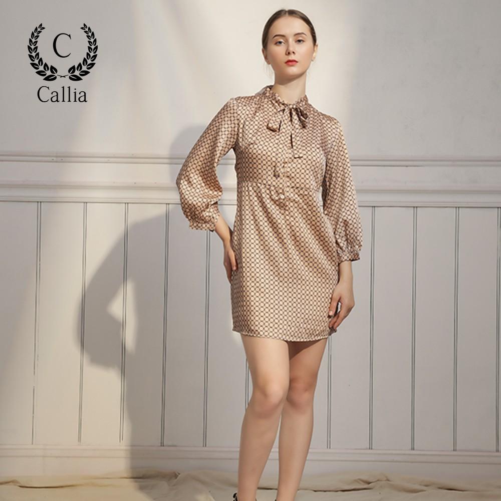 Đầm suông nữ Callia Bow buộc nơ tay dài