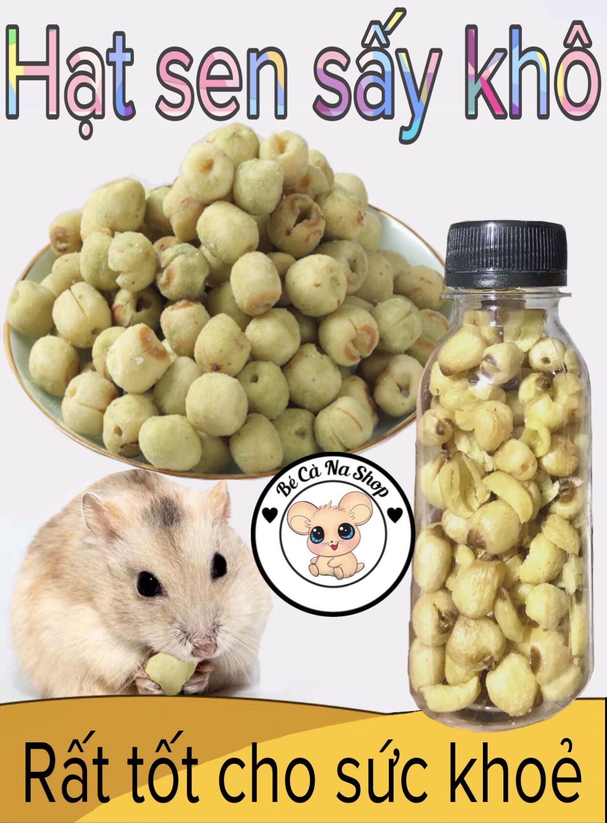 hạt sen sấy khô ( bé cà na) thức ăn trái cây sấy cho hamster , thỏ bọ sóc...