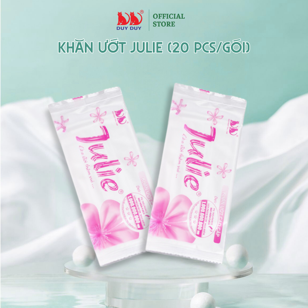 Combo Khăn lạnh dùng một lần Julie vải lưới 20 cái (18x20cm) hương hoa hồng không hóa chất dùng một lần tiện lợi