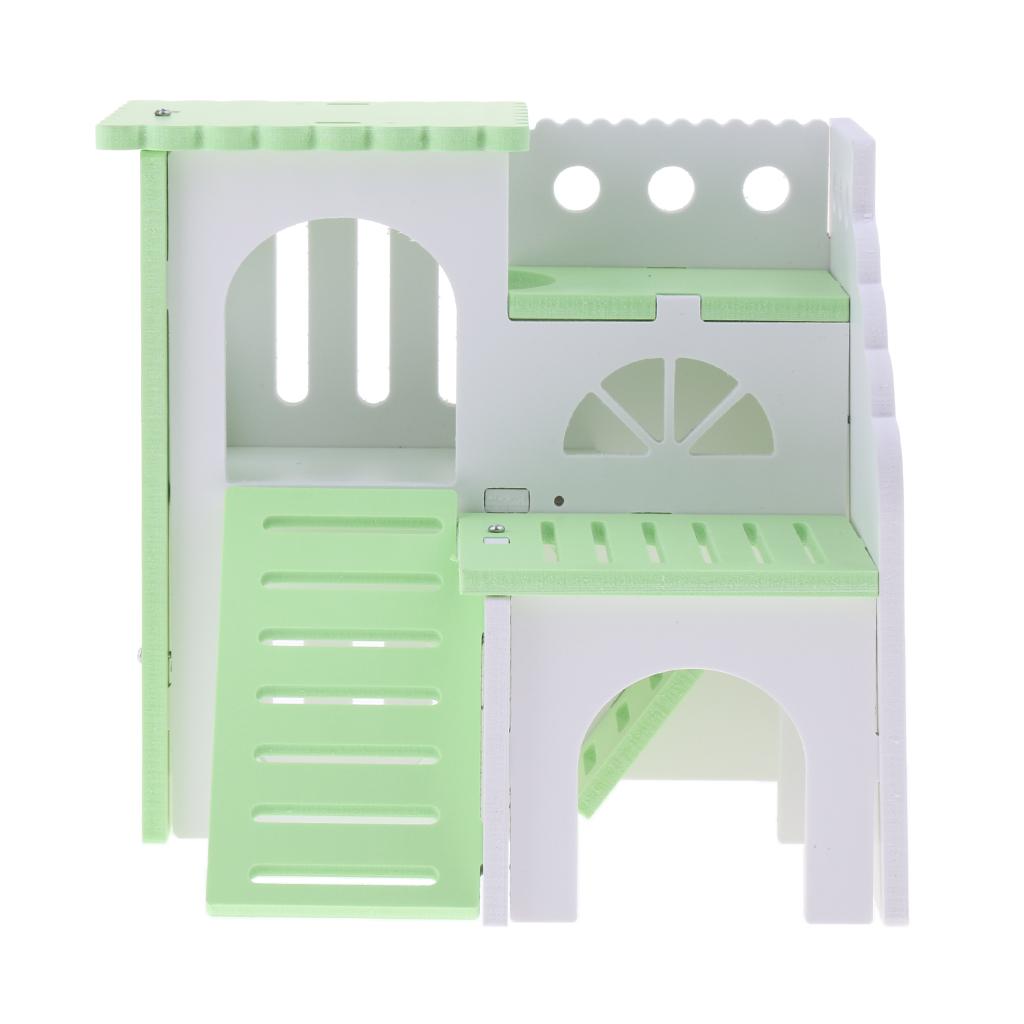 Hamster House Cages Wooden Small Animals Villa Hut Play Toy Blue