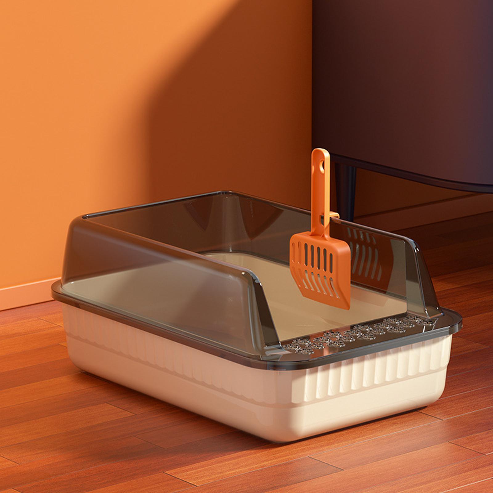 Cat Litter Box Litter Tray Open Top Semi Enclosed Durable 18L Large Capacity