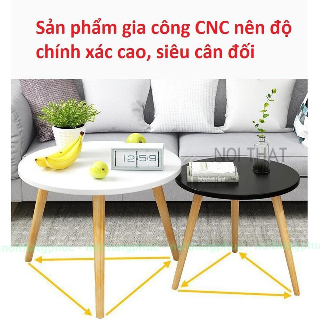 Bàn trà sofa Kiểu Nhật hình tròn chân làm từ gỗ tự nhiên, đường kính 40cm, 50cm và 60cm