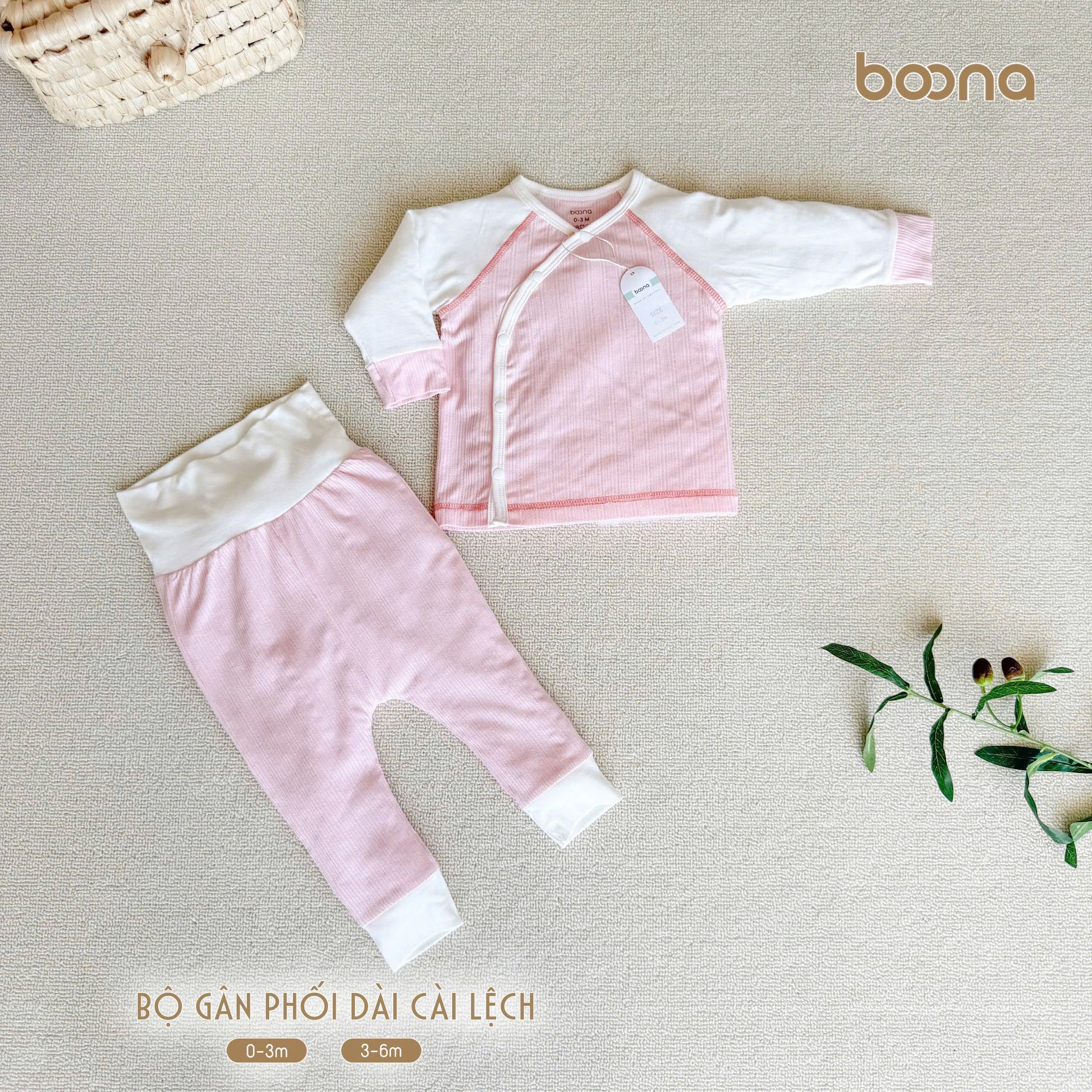 Bộ gân phối dài cài lệch Boona cho bé