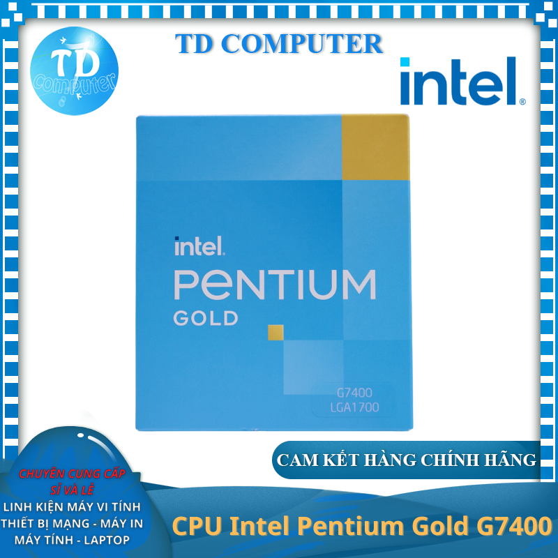 CPU Intel Pentium Gold G7400 3.7GHz (Socket 1700, 2 Nhân 4 Luồng 6MB 46W) - Hàng chính hãng (NEW BOX)