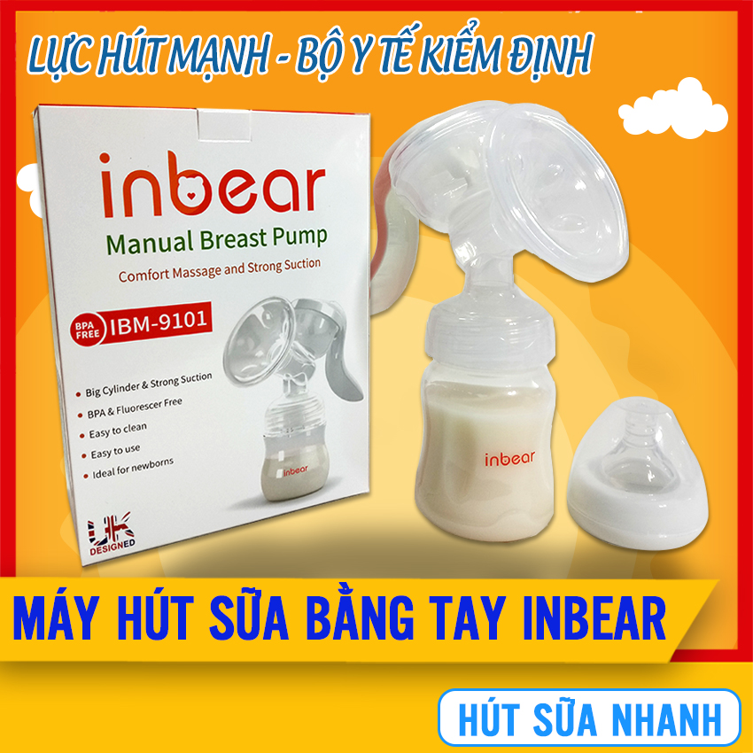 Máy Hút Sữa Bằng Tay Inbear (IBM-9101), Lực Hút Mạnh, Tay Cầm Chắc Chắn, Phễu Silicon Mềm Mại, Hút Sữa Nhanh, Kích Sữa Về Đều