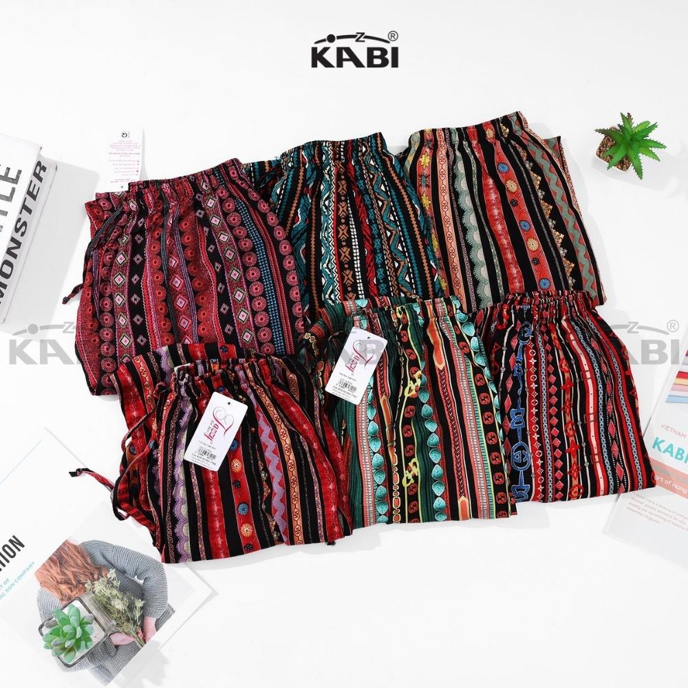 Quần dài nữ KABI quần vải tole hoa văn alibaba thoáng mát dễ thương nhiều màu