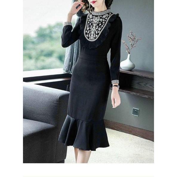 ĐẦM ĐUÔI CÁ THÊU HOẠ TIẾT CAO CẤP