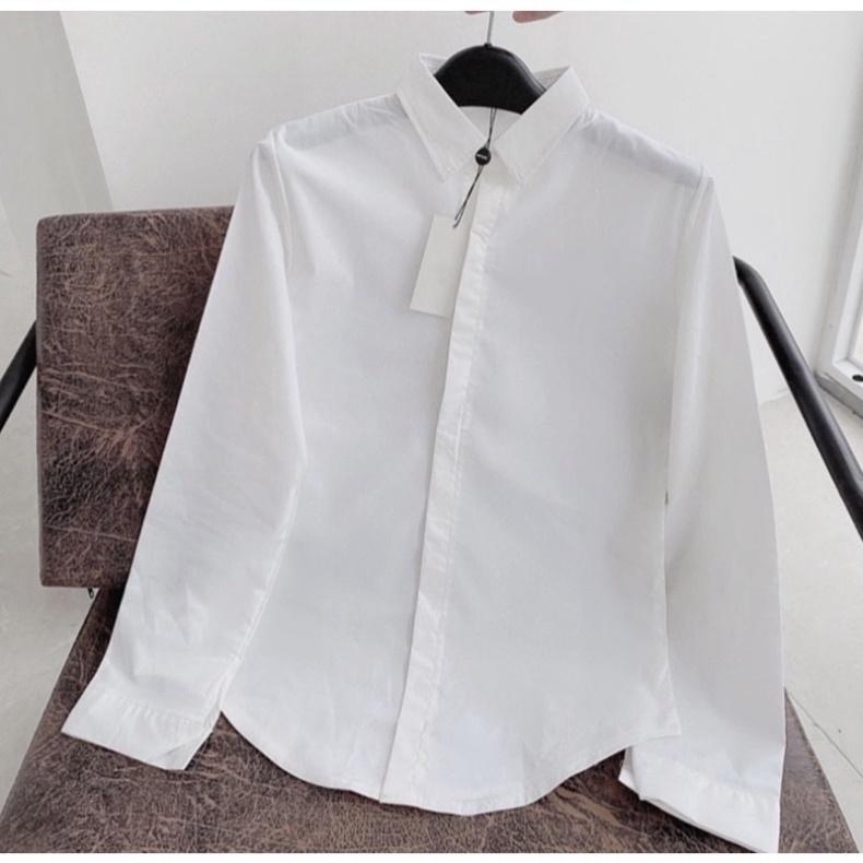 Áo sơ mi giấu cúc mặc đi học, đi làm babydoll bánh bèo mầu trắng