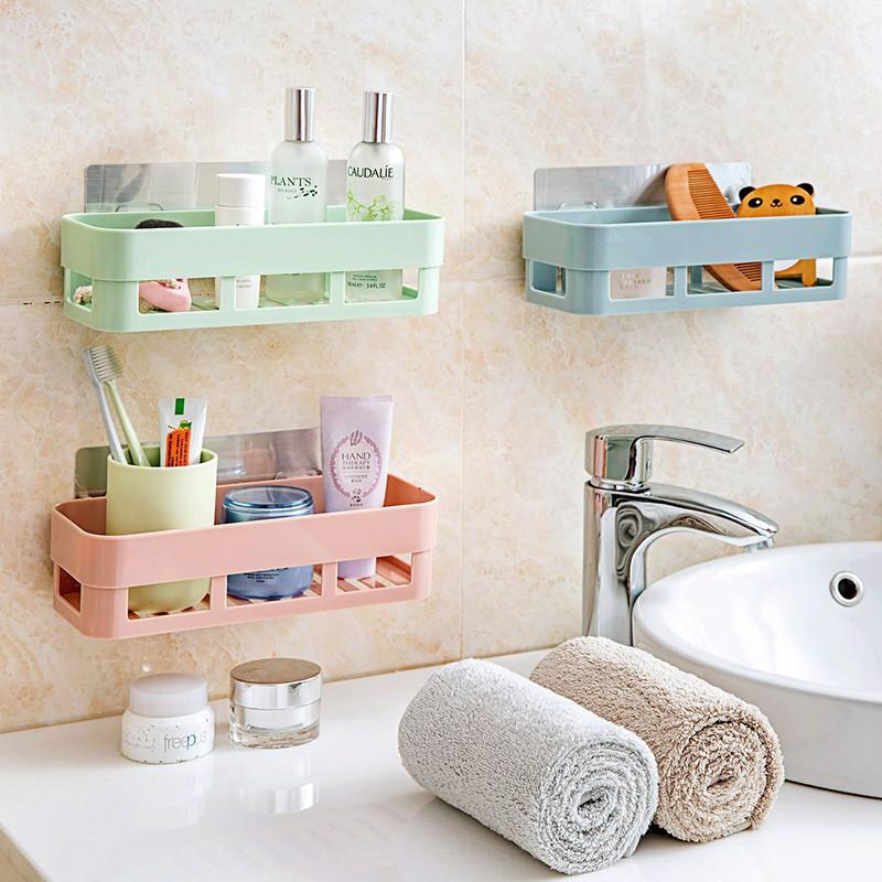Khay kệ chữ nhật bằng nhựa dán tường siêu chắc đựng gia vị đồ nhà tắm siêu tiện lợi giá rẻ