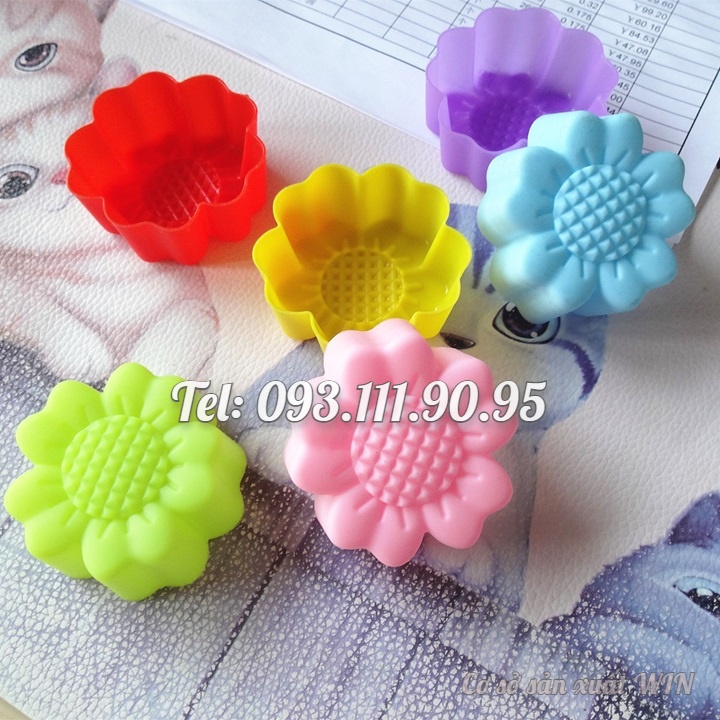 Bộ 10 khuôn silicon 3 lớp làm bánh, rau câu, bánh bông lan, bánh da lợn hoa hướng dương – Mã số 1163