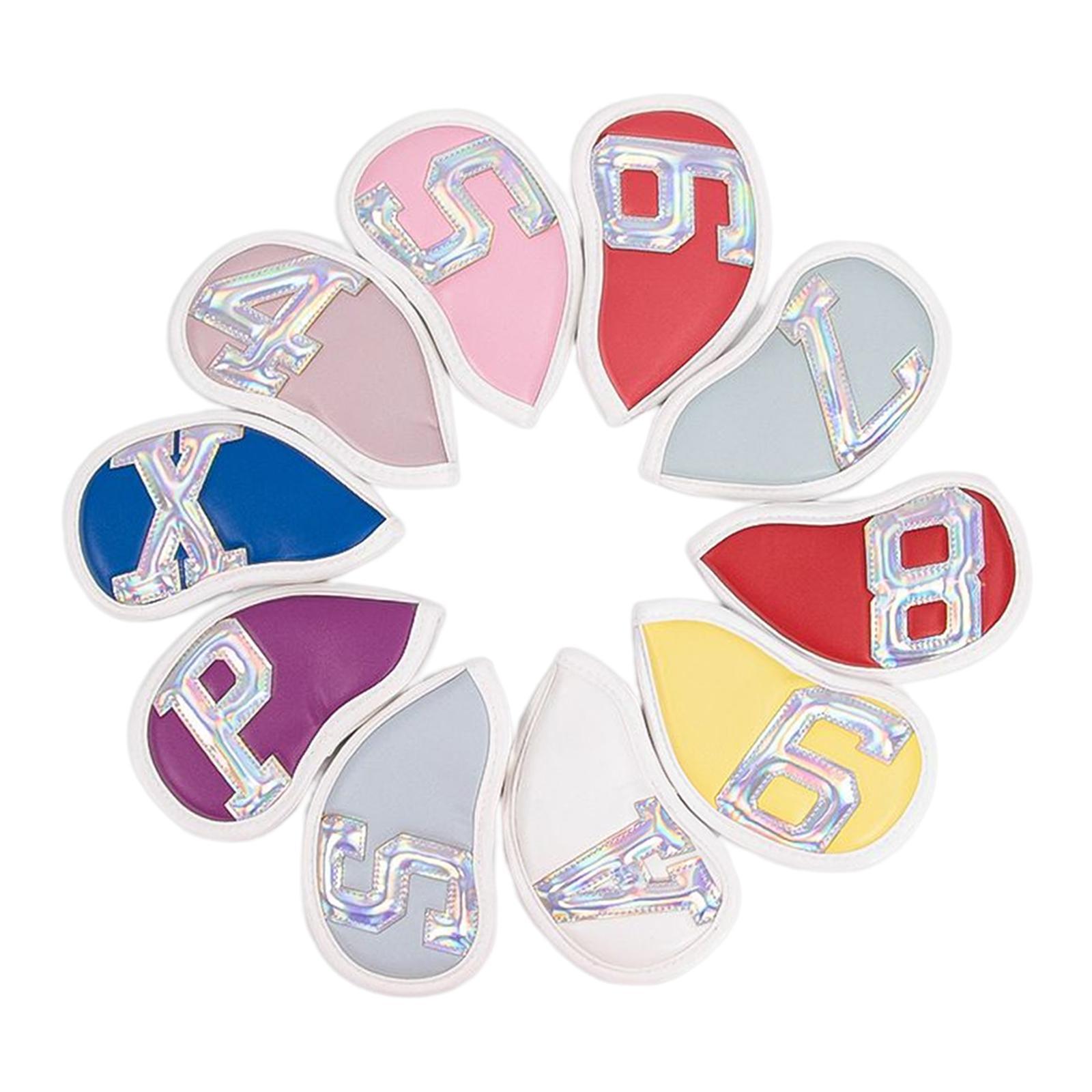 10x PU Leather Golf Iron Headcover Club Head Cover Protection Guard
