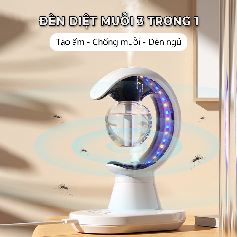 đèn diệt muỗi đa chức năng - tạo độ ấm xông tinh dầu hình C, 3 trong1 hiện đại- K1584