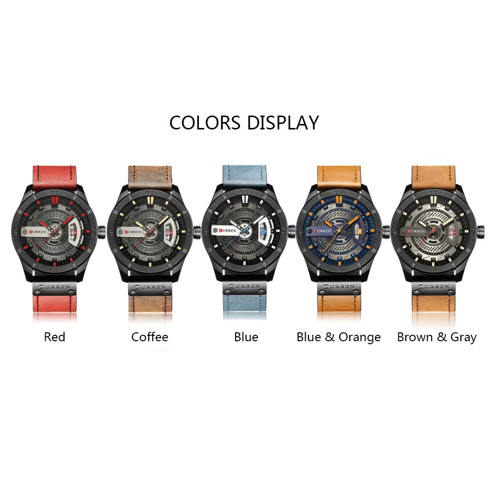 Đồng hồ nam dây da chính hãng thời trang CURREN 1ATM Life Quartz Casual Man Watch Relogio Musculino