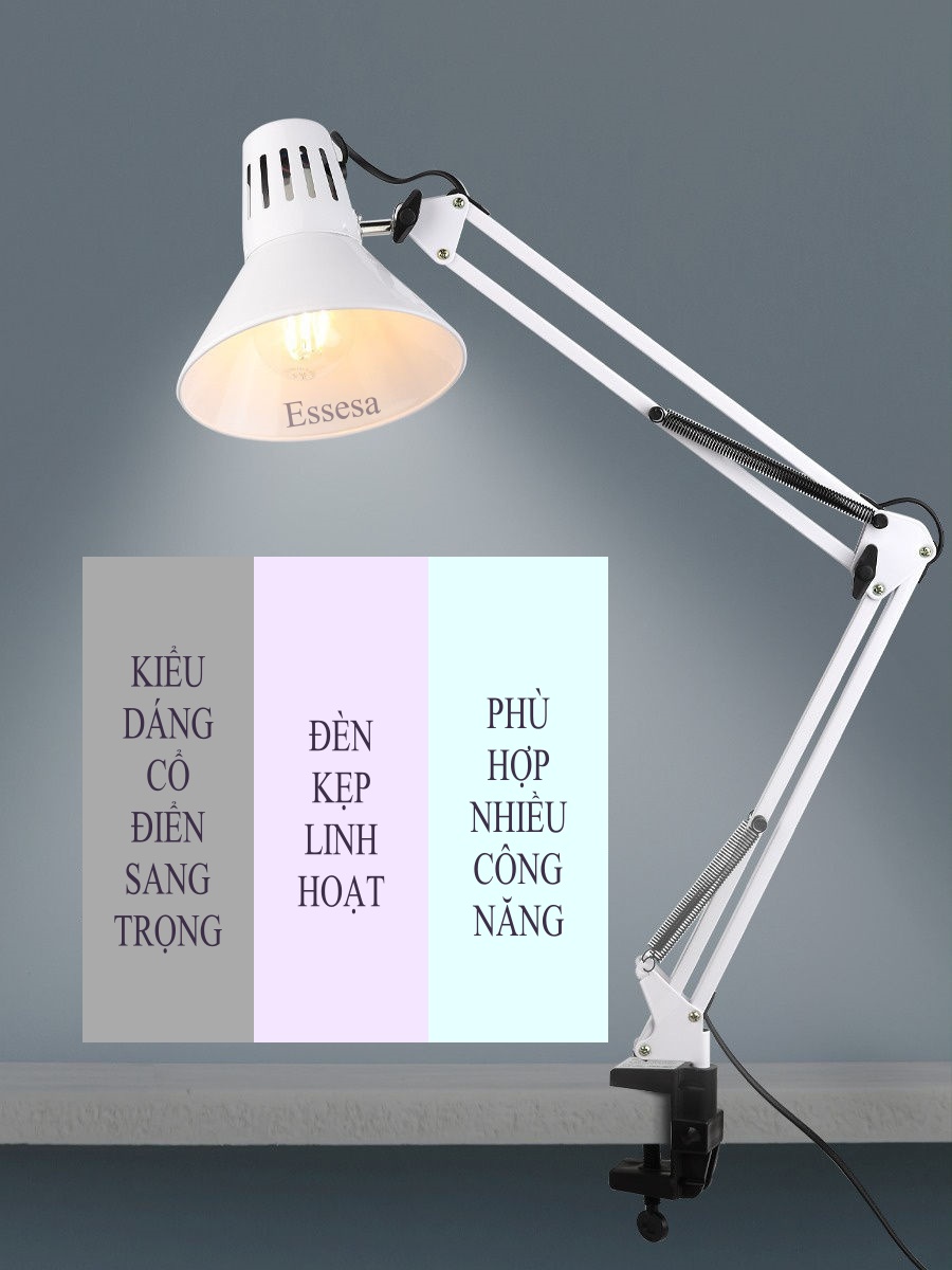 Đèn kẹp bàn chóa cổ điển xoay 360 - Đèn pixar dùng decor, làm việc, học bài tiện lợi