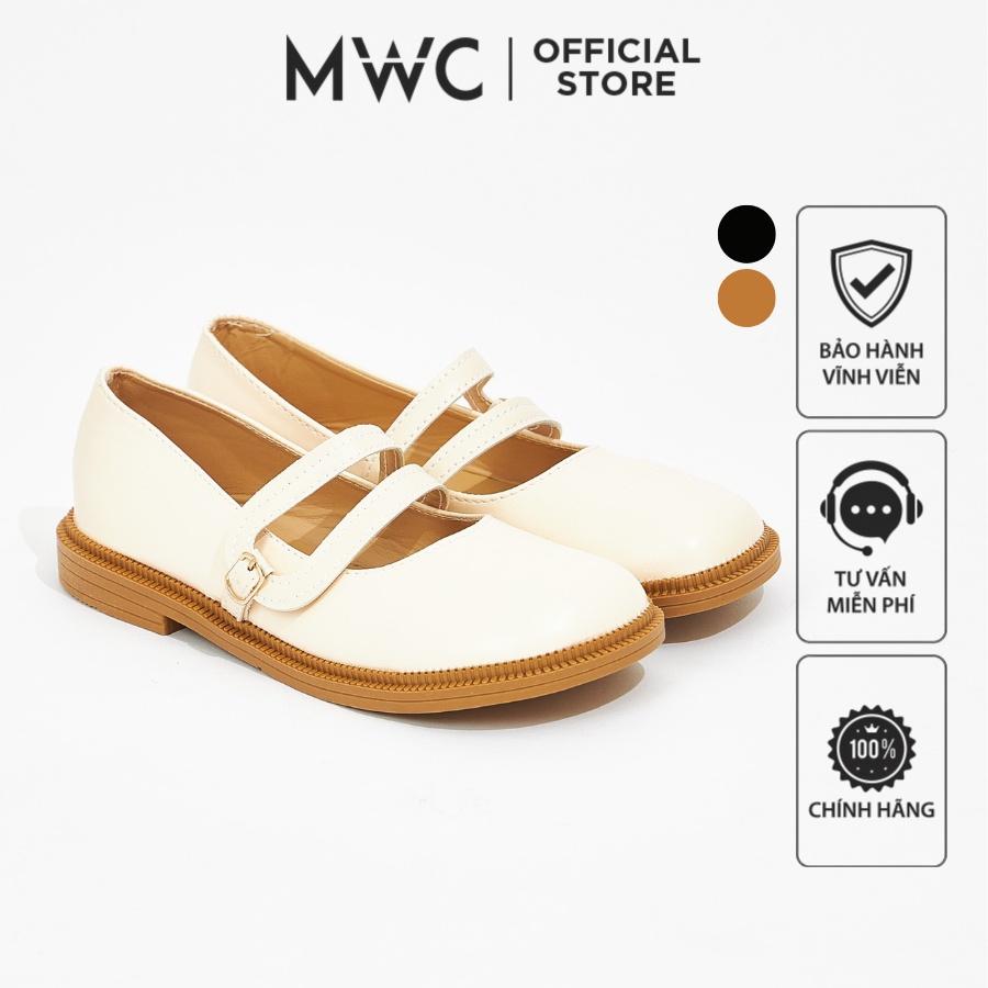 Giày Búp Bê MWC 2282 - Giày Búp Bê Mũi Tròn Da Mềm Phối Khóa Xinh Xắn Phong Cách Lolita Nhật Bản Xinh Xắn