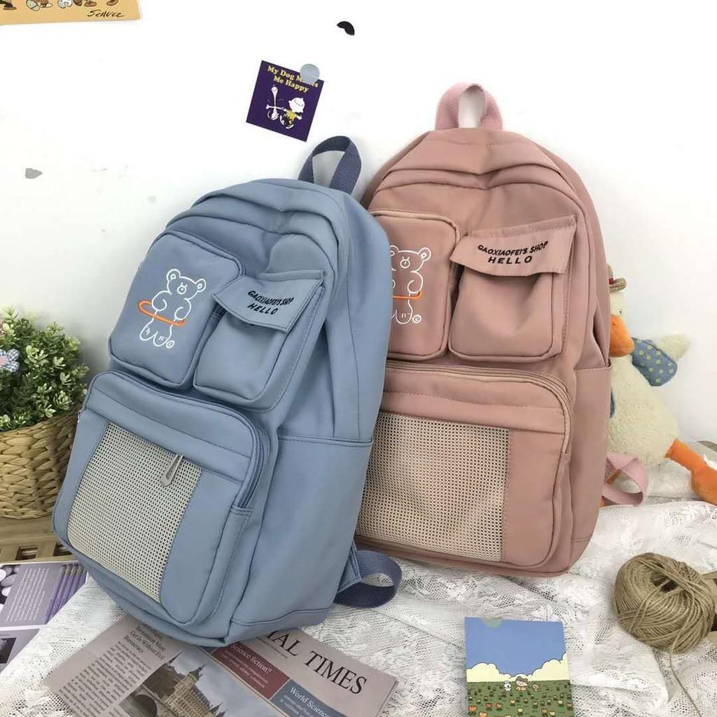 Ba lô gấu pha lưới hàng quag châu cao câp B033