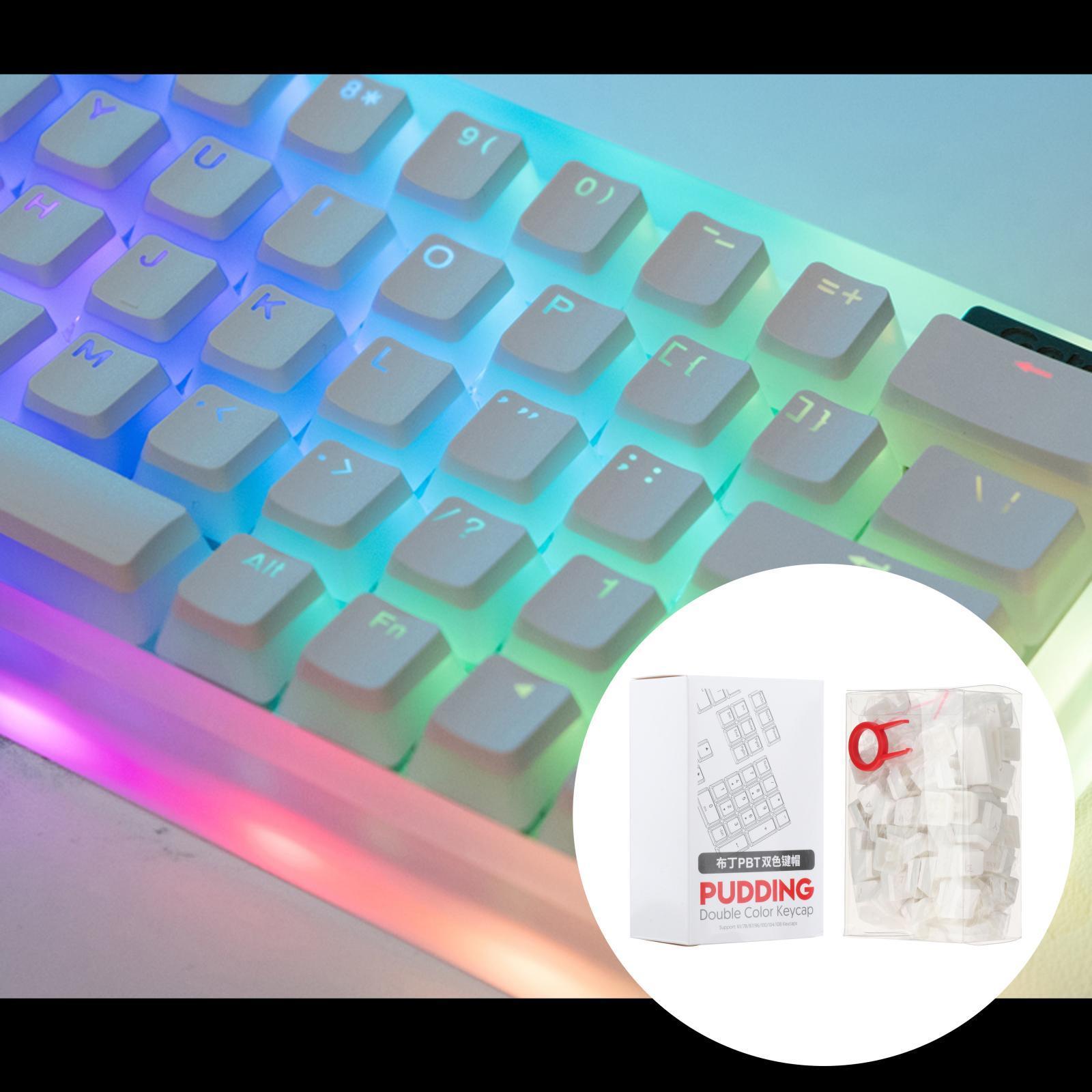 PBT Pudding Keycaps Translucent 108 Keys Keycap Set for Most Mechanical Keyboard PC Gaming