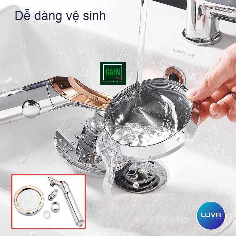 Combo vòi hoa sen tăng áp Luva VS6 kèm dây sen cao cấp chống xoắn, đường kính bát sen 11cm, Bật/Tắt trực tiếp trên vòi sen