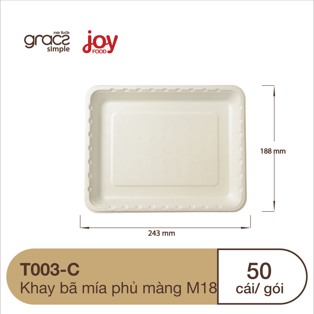 50 khay bã mía chữ nhật, phủ màng