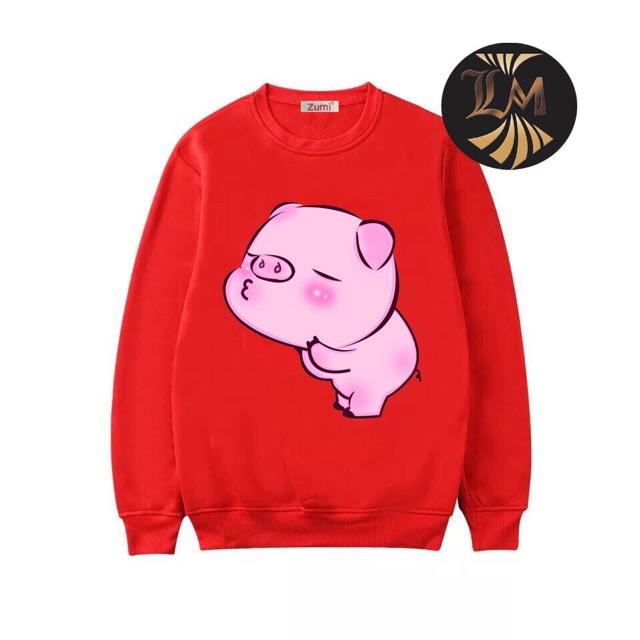 Áo nỉ sweater nam nữ heo mi gió có bigsize