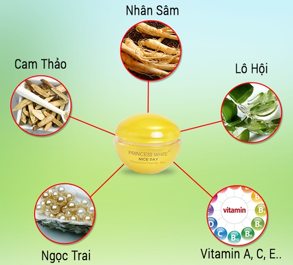 Kem dưỡng trắng da mờ thâm ngày và đêm nice day Princess White 22g
