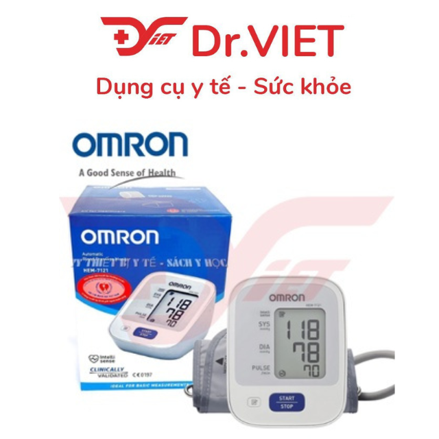 Máy đo huyết áp bắp tay điện tử Omron HEM-7121 Chính hãng- đo huyết áp,báo nhịp tim bất thường,kết quả chính xác nhanh chóng