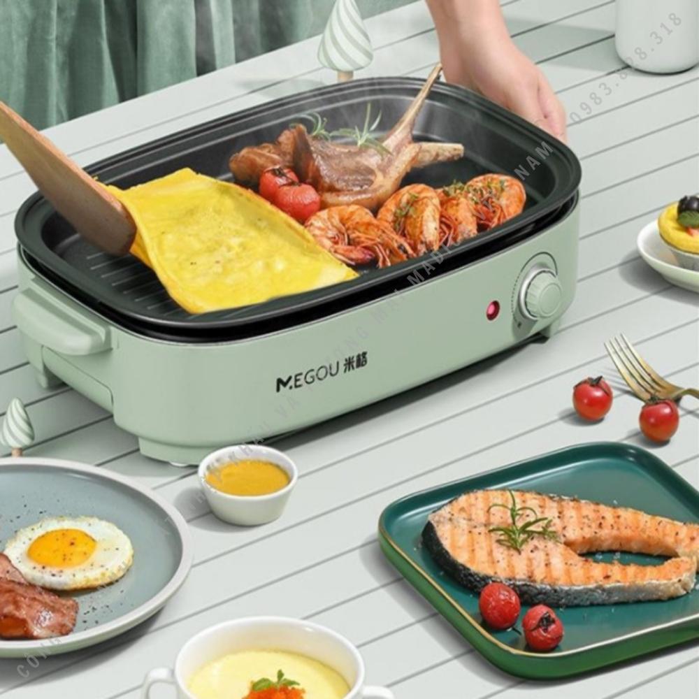 Nồi lẩu nướng điện đa năng 3 khay cao cấp MEGOU MG-W1313 công suất 1200W - Hàng nhập khẩu