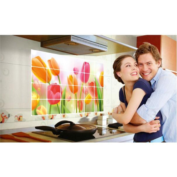 Decal dán bếp tráng nhôm cách nhiệt size lớn - Hoa TULIP