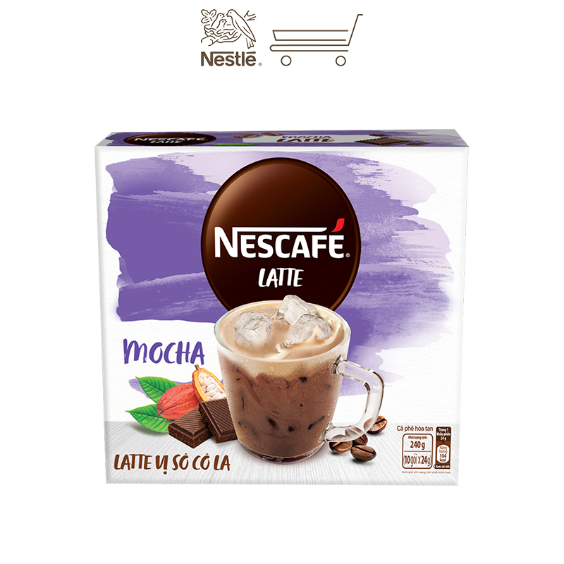 Cà phê hòa tan Nescafé Latte vị sô cô la (Hộp 10 gói x 24g)