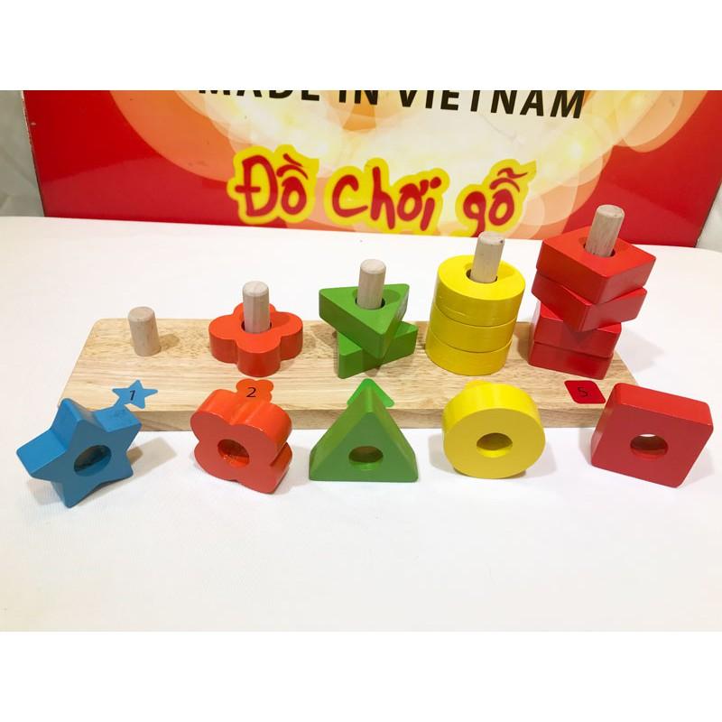 Đồ chơi học đếm đến 5 | Đồ chơi gỗ thông minh cho bé học toán, đồ chơi câu cọc học đếm và học hình khối