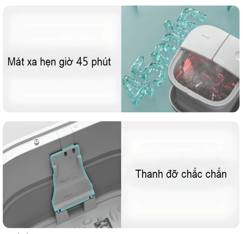 Bồn Ngâm Chân Massage Philips PPM6502 - Massage Thủy Lực - 3 Mức Nhiệt - Hàng chính hãng