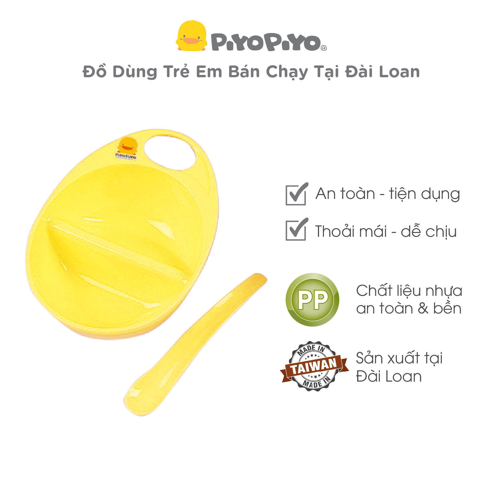 Bộ chén muỗng ăn bột cho bé Piyo Piyo, PY830080Y