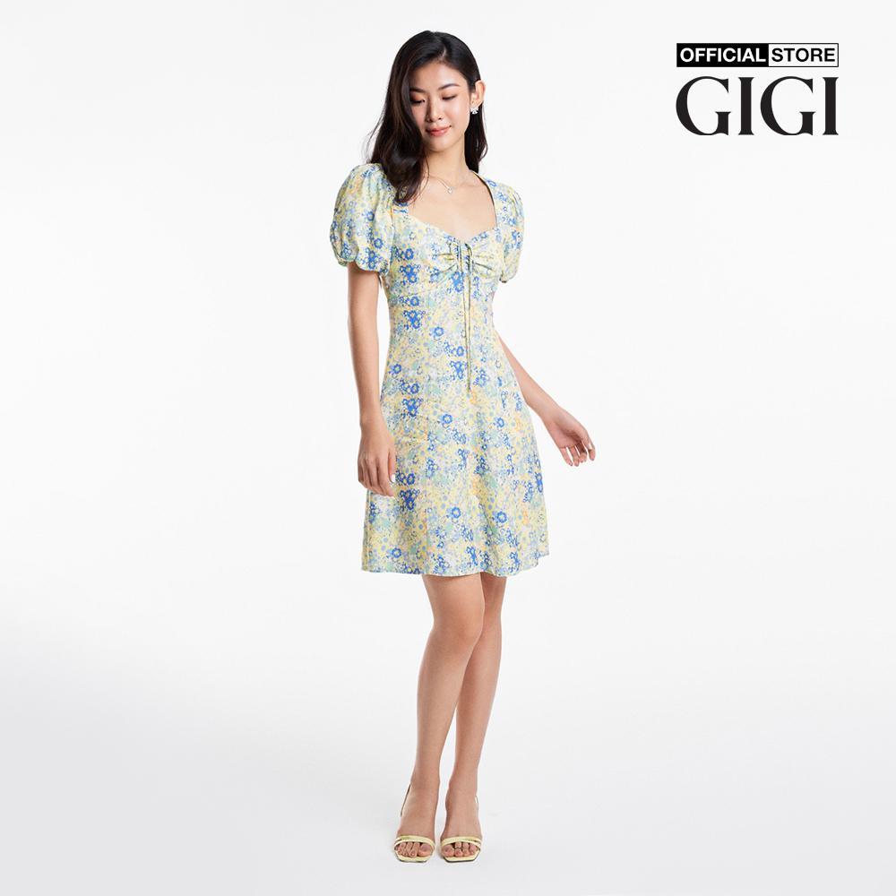 GIGI - Đầm mini tay ngắn cổ vuông rút dây nữ tính G2101D231146