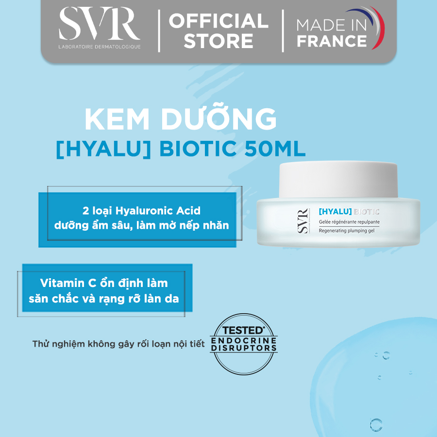 Gel dưỡng ẩm chống nhăn trẻ hóa và dưỡng ẩm dành cho da mất nước, xỉn màu và nhạy cảm SVR  BIOTIC 50ML